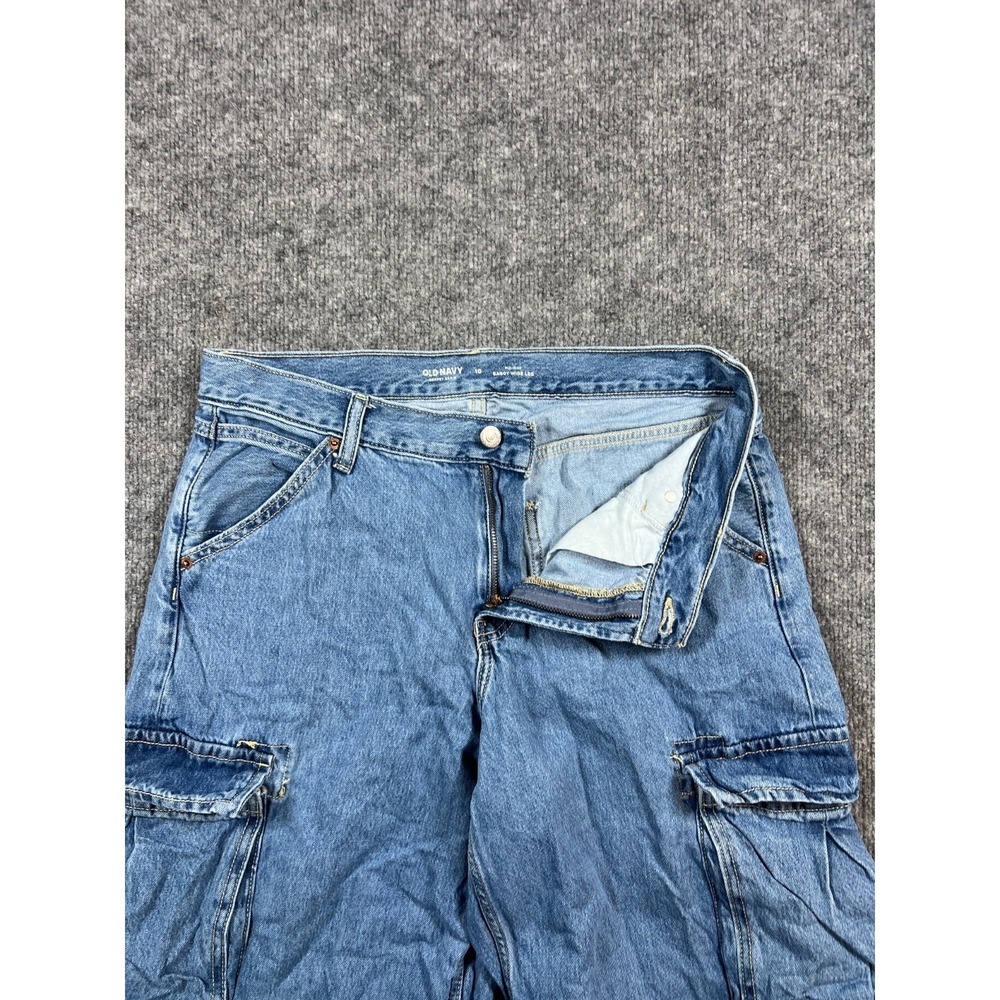 Old Navy Baggy Jeans womens 10 Blue Drapey Denim Cotton Preppy Mid-Rise Wide Leg - Picture 8 of 14